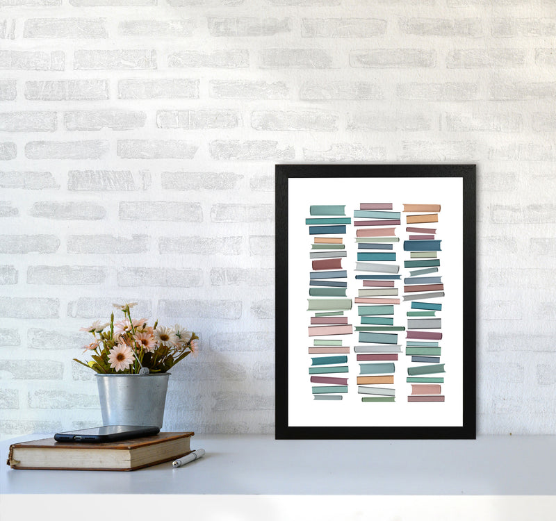 Books Pastel Abstract Art Print by Orara Studio A3 White Frame