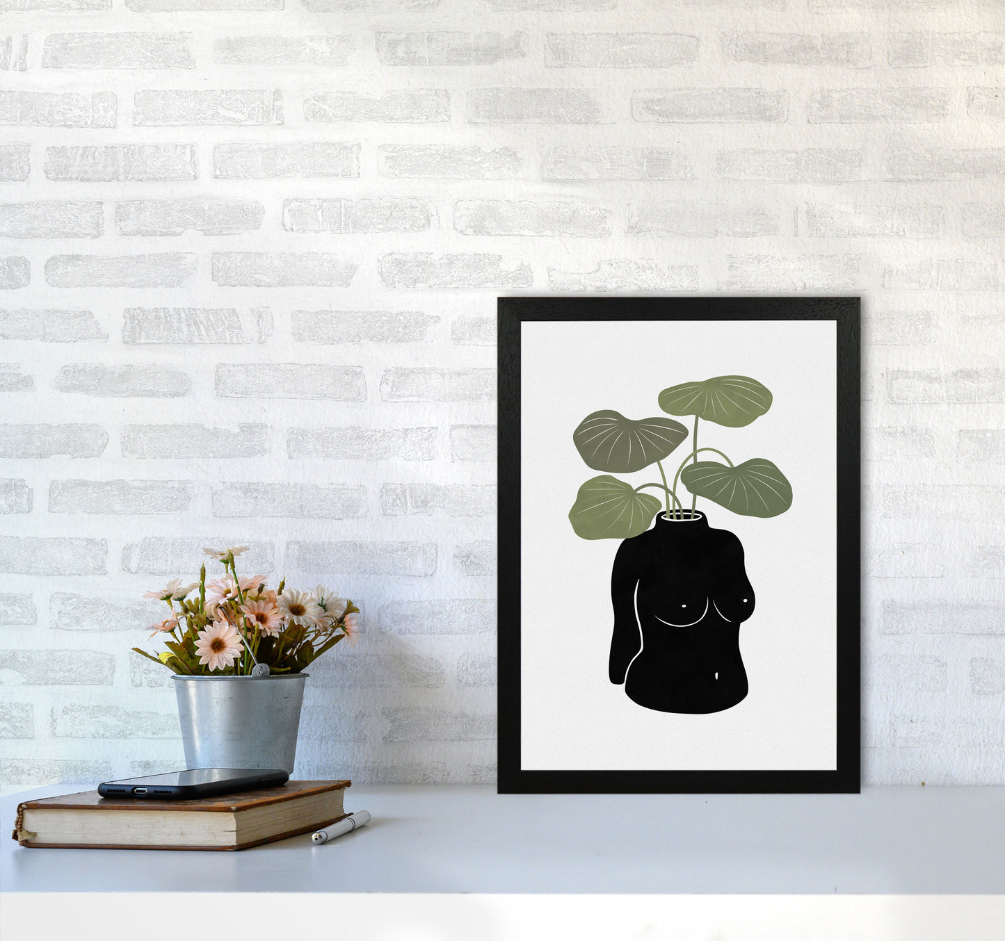 Boob-tanical Vase Art Print by Orara Studios A3 White Frame