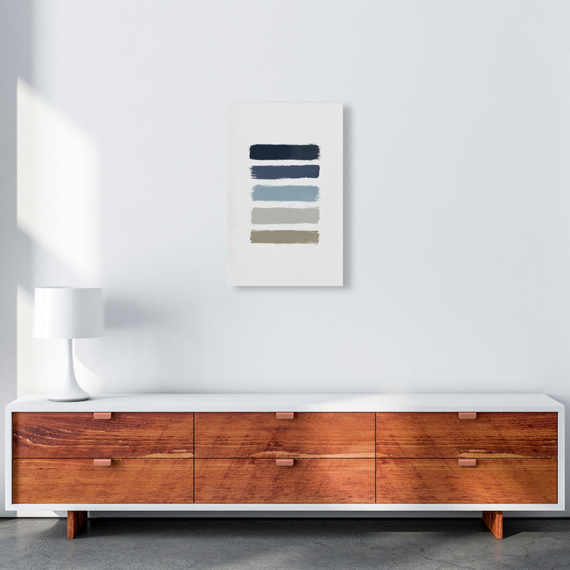 Blue & Taupe Stripes Print By Orara Studio A3 Canvas