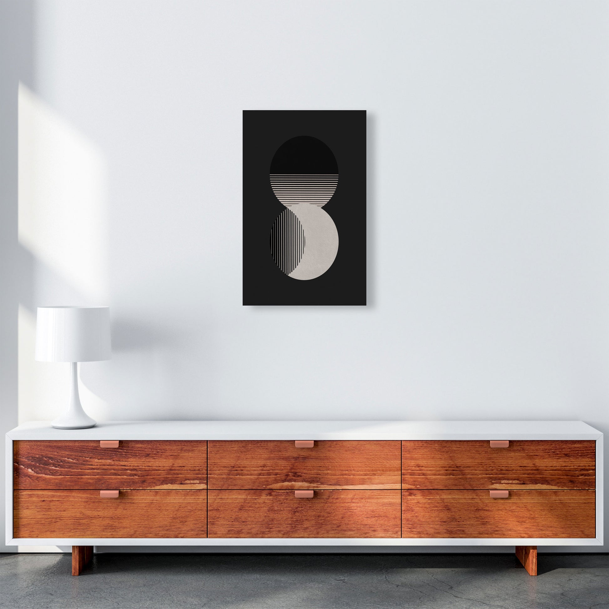 Circle Sun & Moon BW Art Print by Orara Studio A3 Canvas
