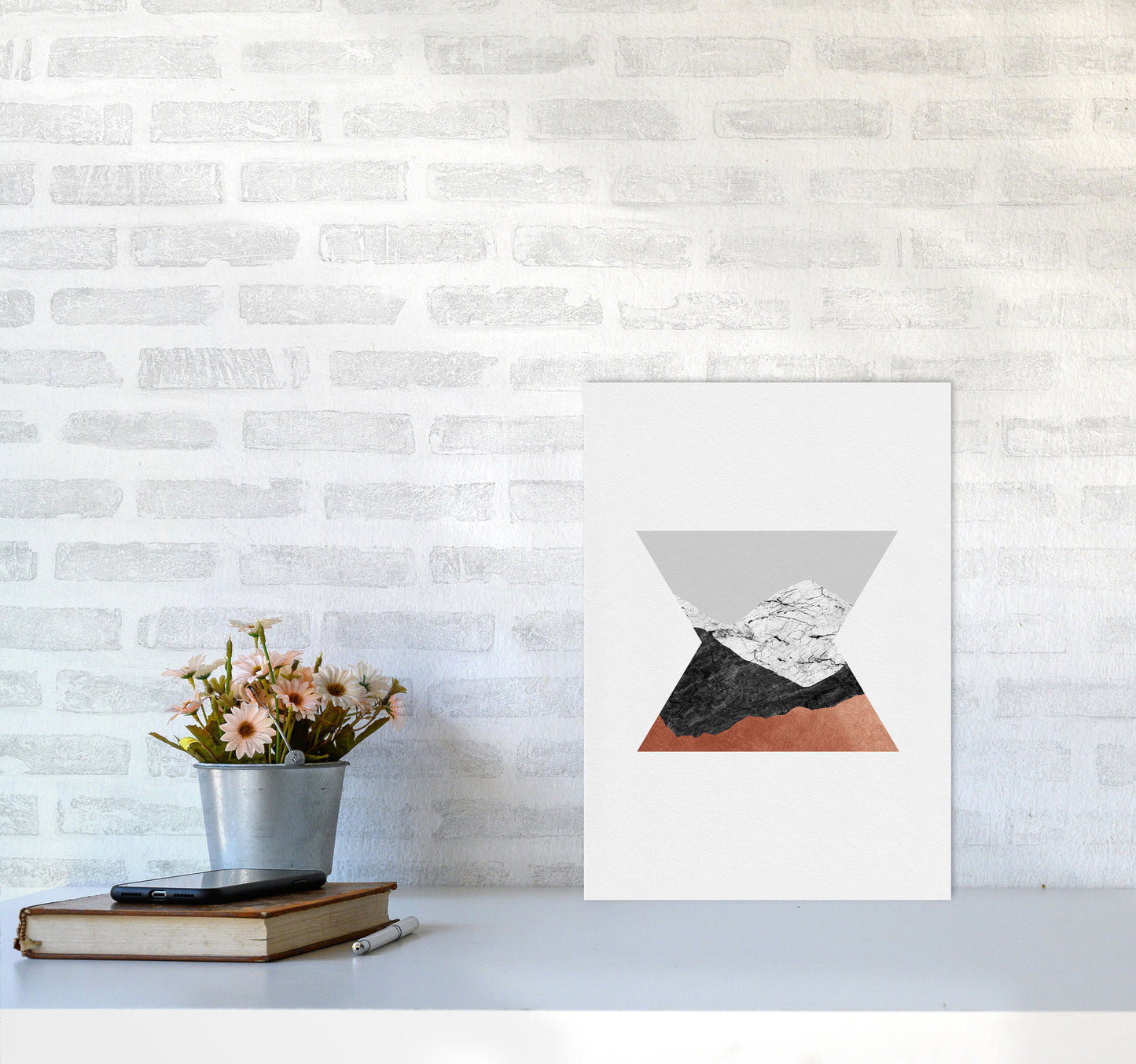 Copper Geometric IV Print By Orara Studio A3 Black Frame