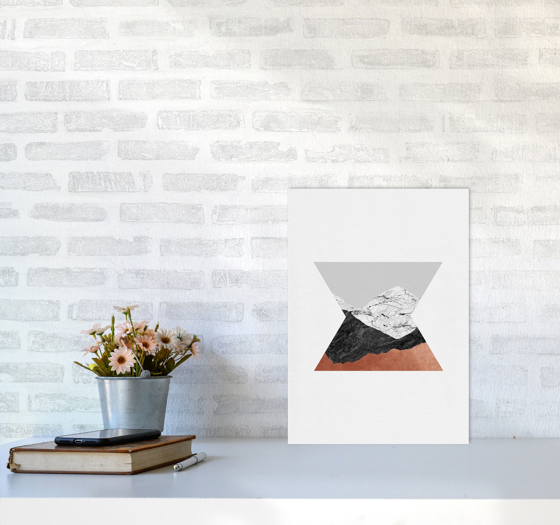 Copper Geometric IV Print By Orara Studio A3 Black Frame