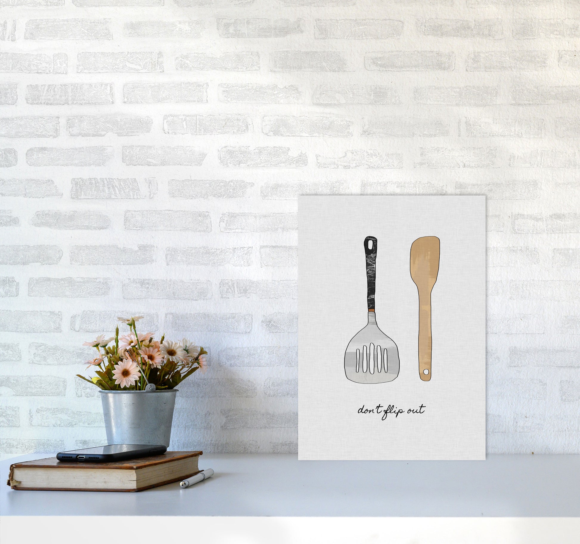 Don&#39;t Flip Out Print By Orara Studio, Framed Kitchen Wall Art A3 Black Frame