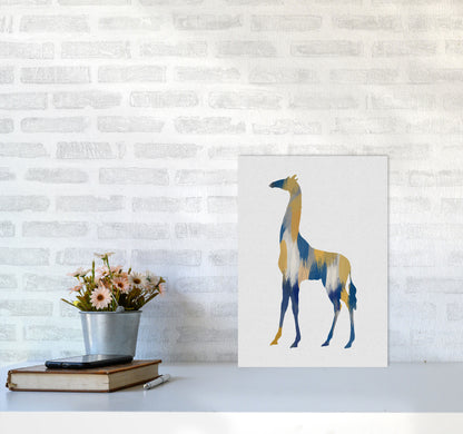 Giraffe Blue & Yellow Print By Orara Studio Animal Art Print A3 Black Frame