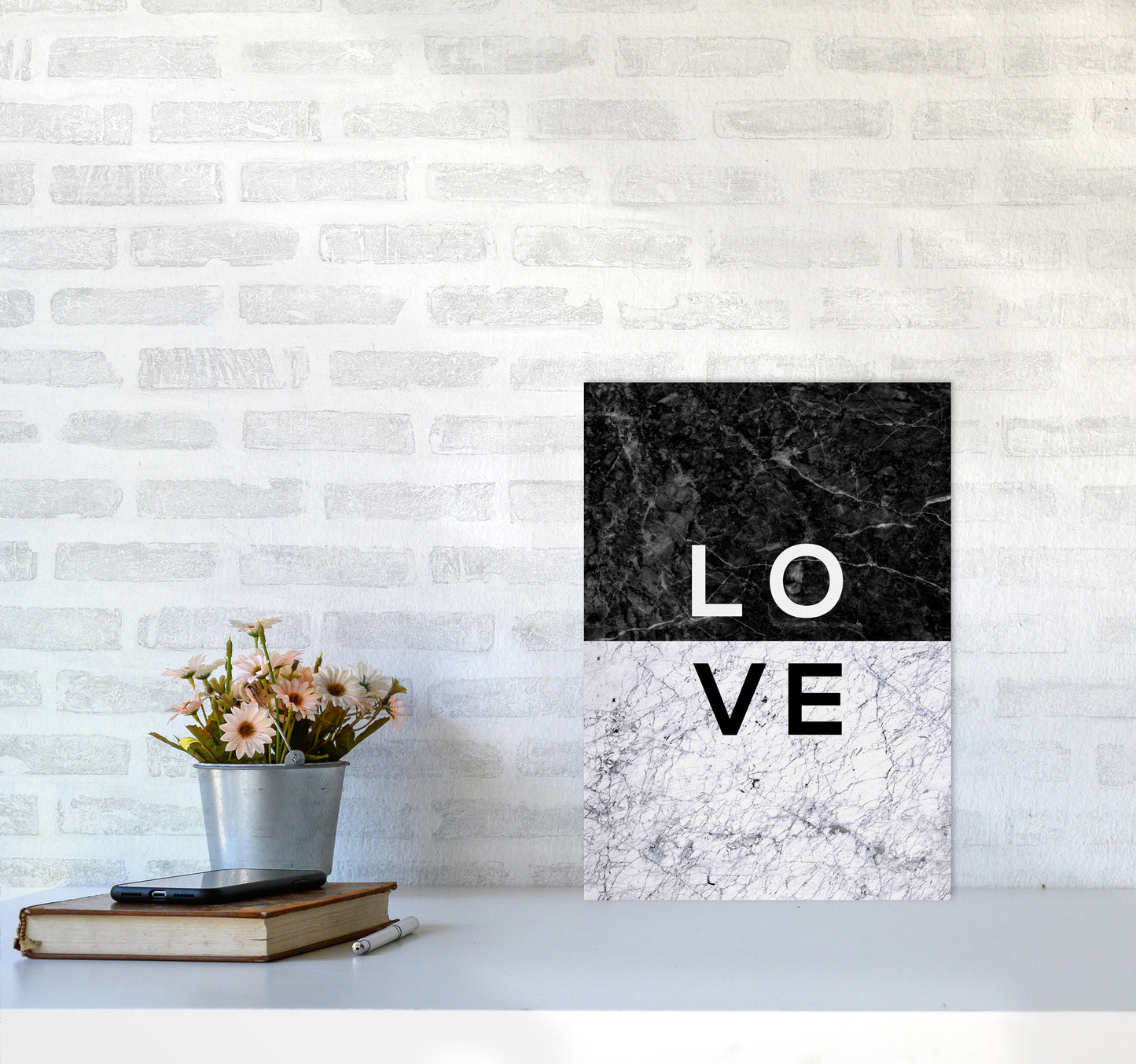 Love Marble Quote Print By Orara Studio A3 Black Frame