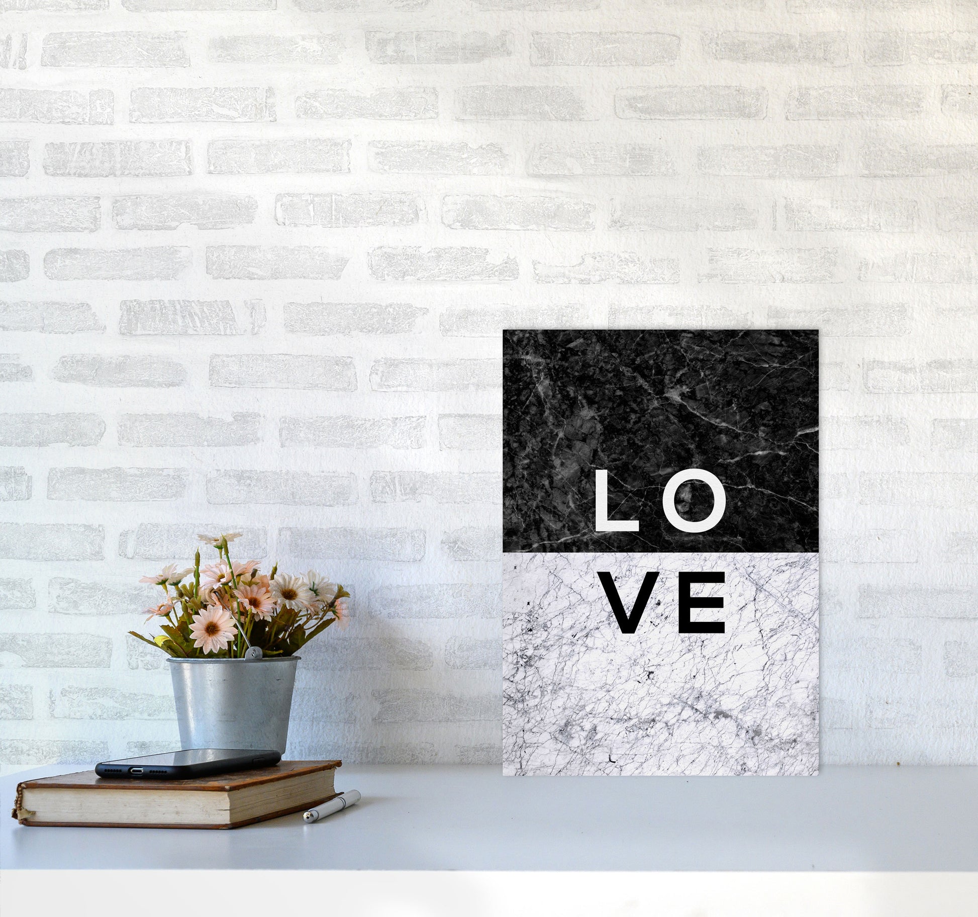 Love Marble Quote Print By Orara Studio A3 Black Frame