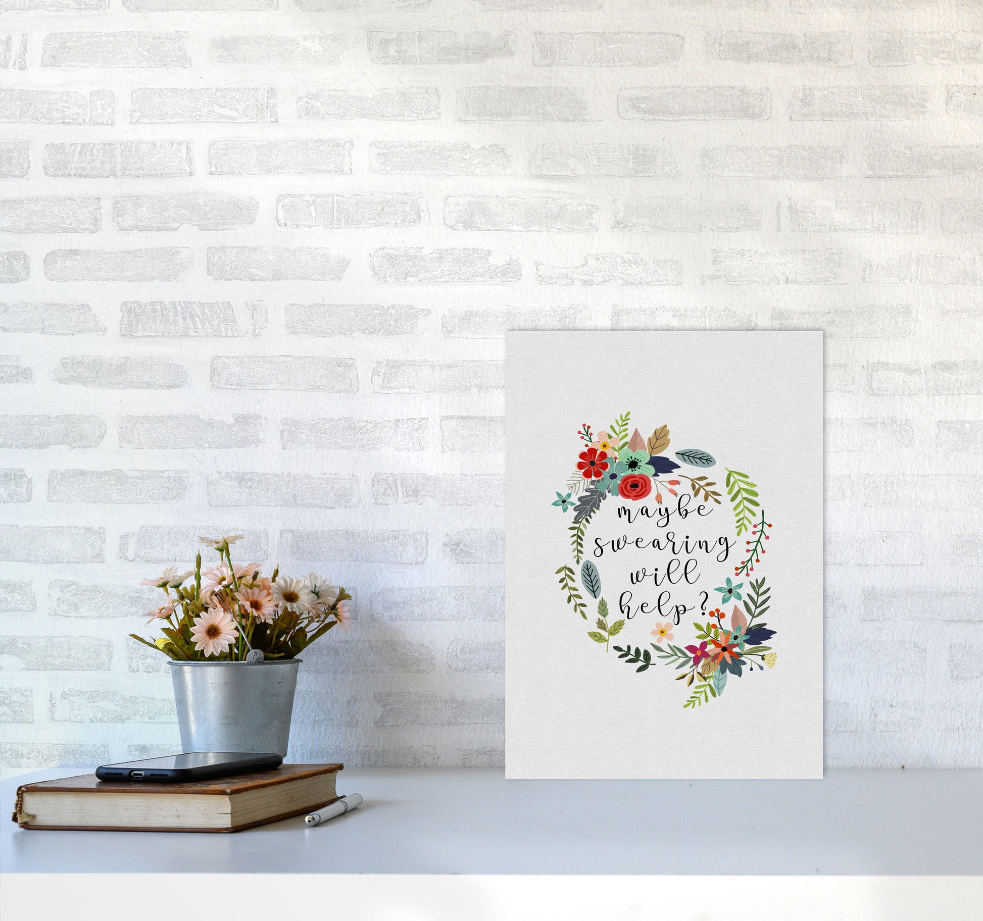 Maybe Swearing Will Help Print By Orara Studio A3 Black Frame