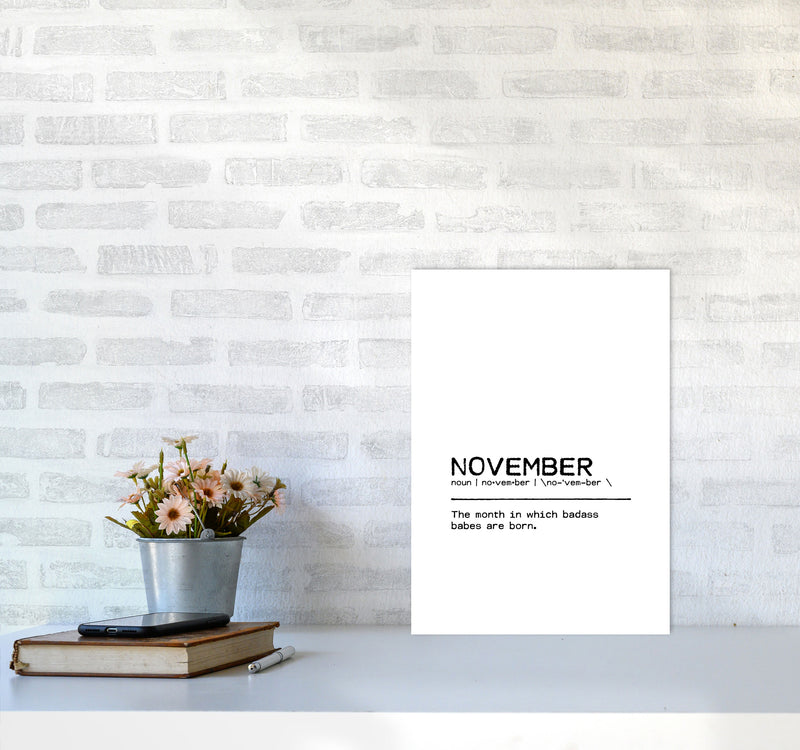 November Badass Definition Quote Print By Orara Studio A3 Black Frame