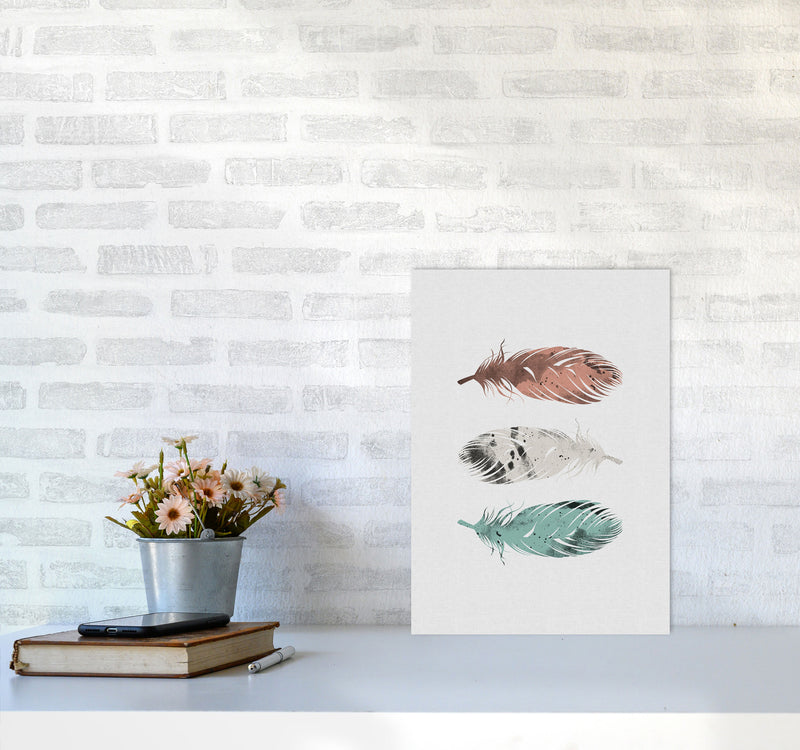Pastel Feathers Print By Orara Studio, Framed Botanical & Nature Art Print A3 Black Frame