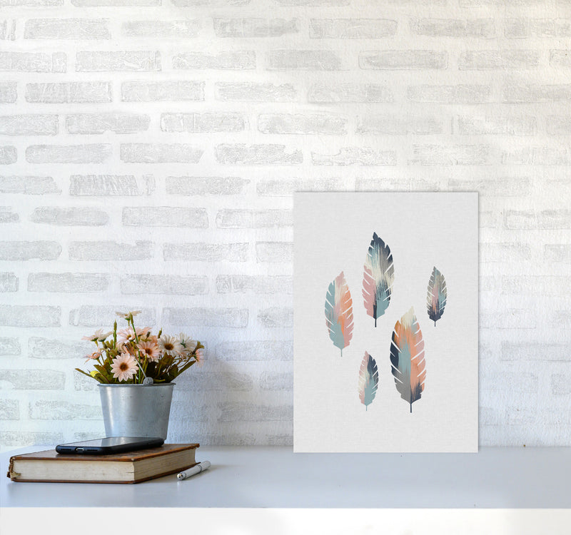Pastel Leaves Print By Orara Studio, Framed Botanical & Nature Art Print A3 Black Frame