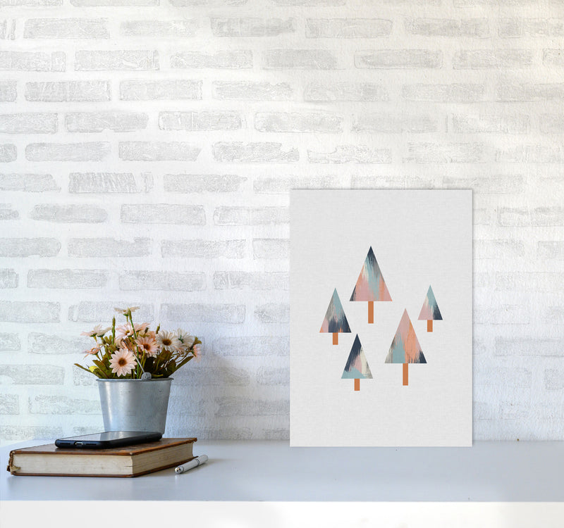 Pastel Trees Print By Orara Studio, Framed Botanical & Nature Art Print A3 Black Frame