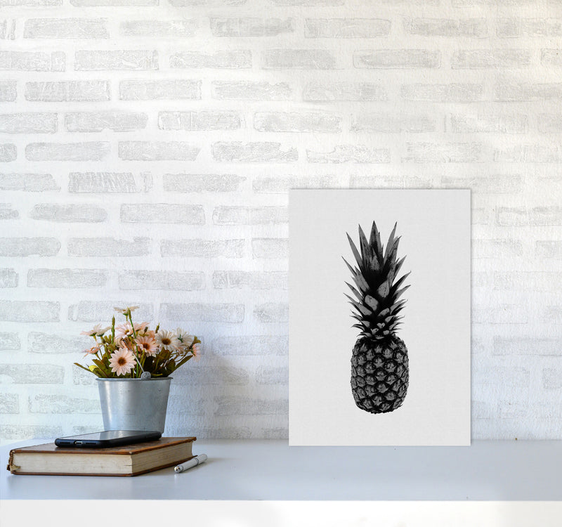 Pineapple Black & White Print By Orara Studio, Framed Kitchen Wall Art A3 Black Frame