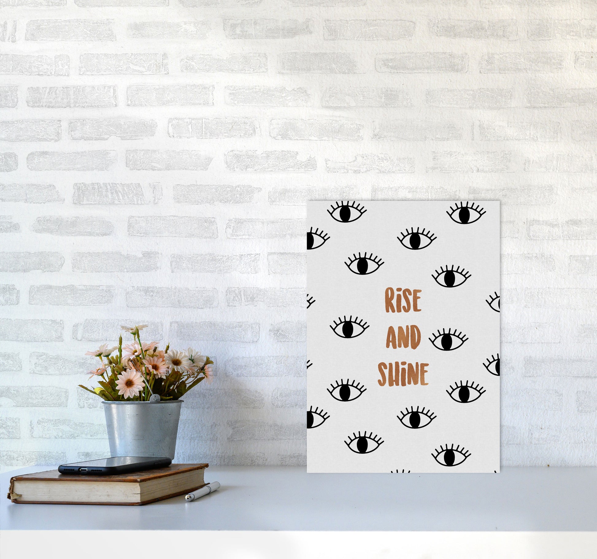 Rise & Shine Bedroom Quote Print By Orara Studio A3 Black Frame