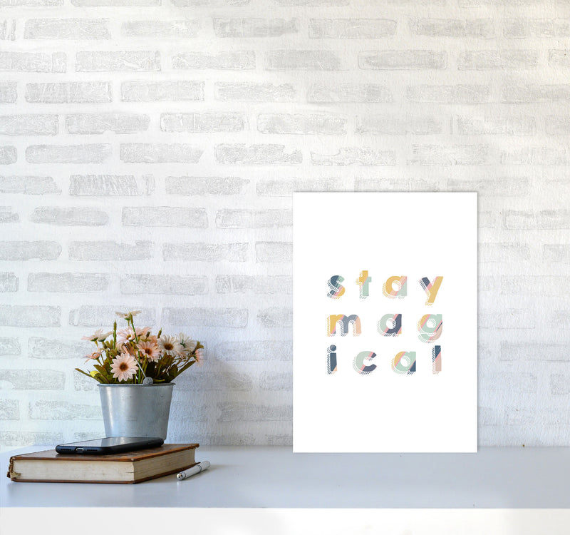 Stay Magical Print By Orara Studio, Framed Childrens Nursey Wall Art Poster A3 Black Frame