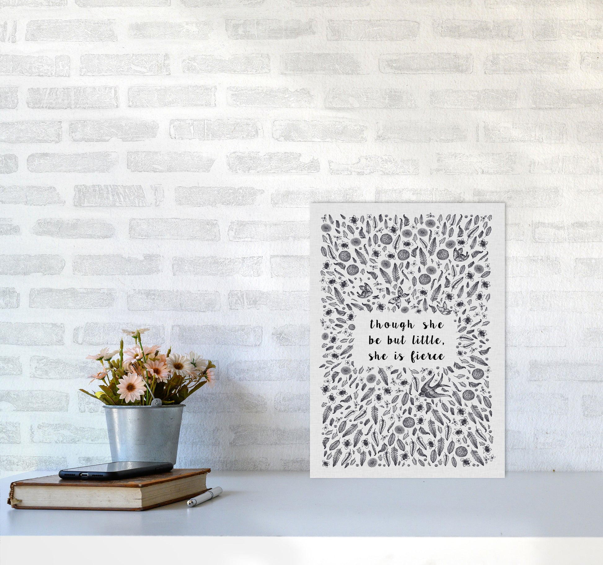 Though She Be But Little, She Is Fierce Print By Orara Studio A3 Black Frame