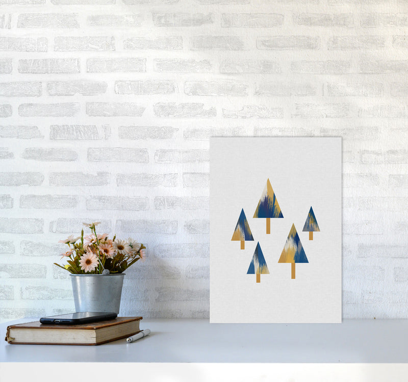 Trees Blue & Yellow Print By Orara Studio A3 Black Frame