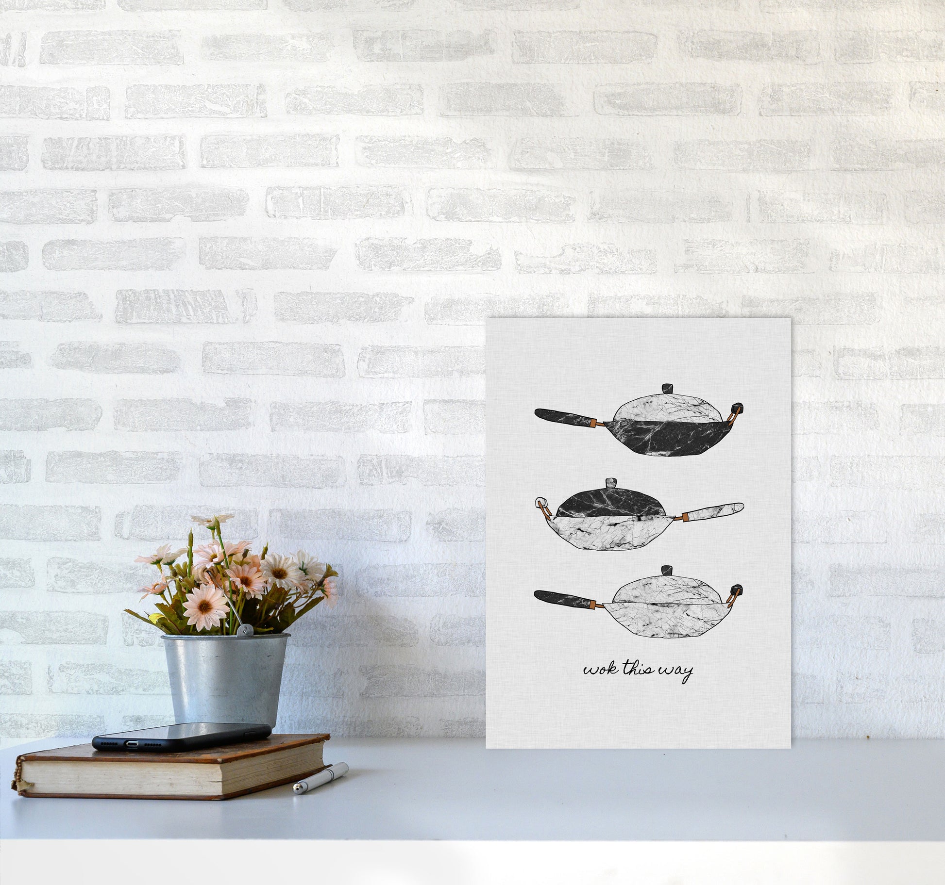 Wok This Way Print By Orara Studio, Framed Kitchen Wall Art A3 Black Frame