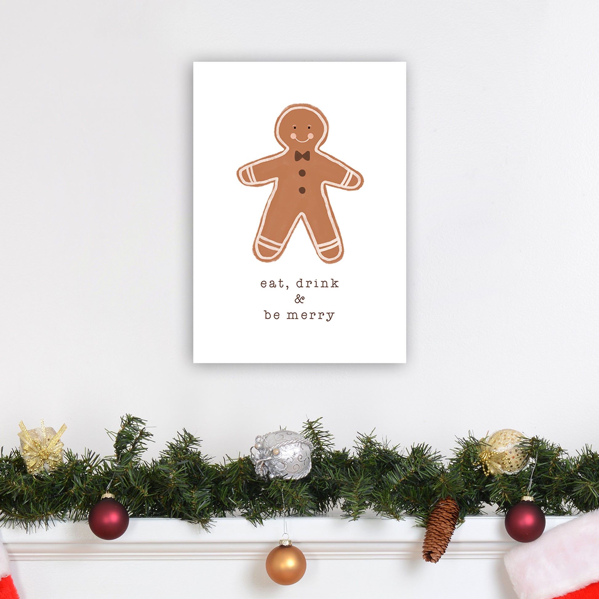 Eat Drink & Be Merry Christmas Art Print by Orara Studio A3 Black Frame