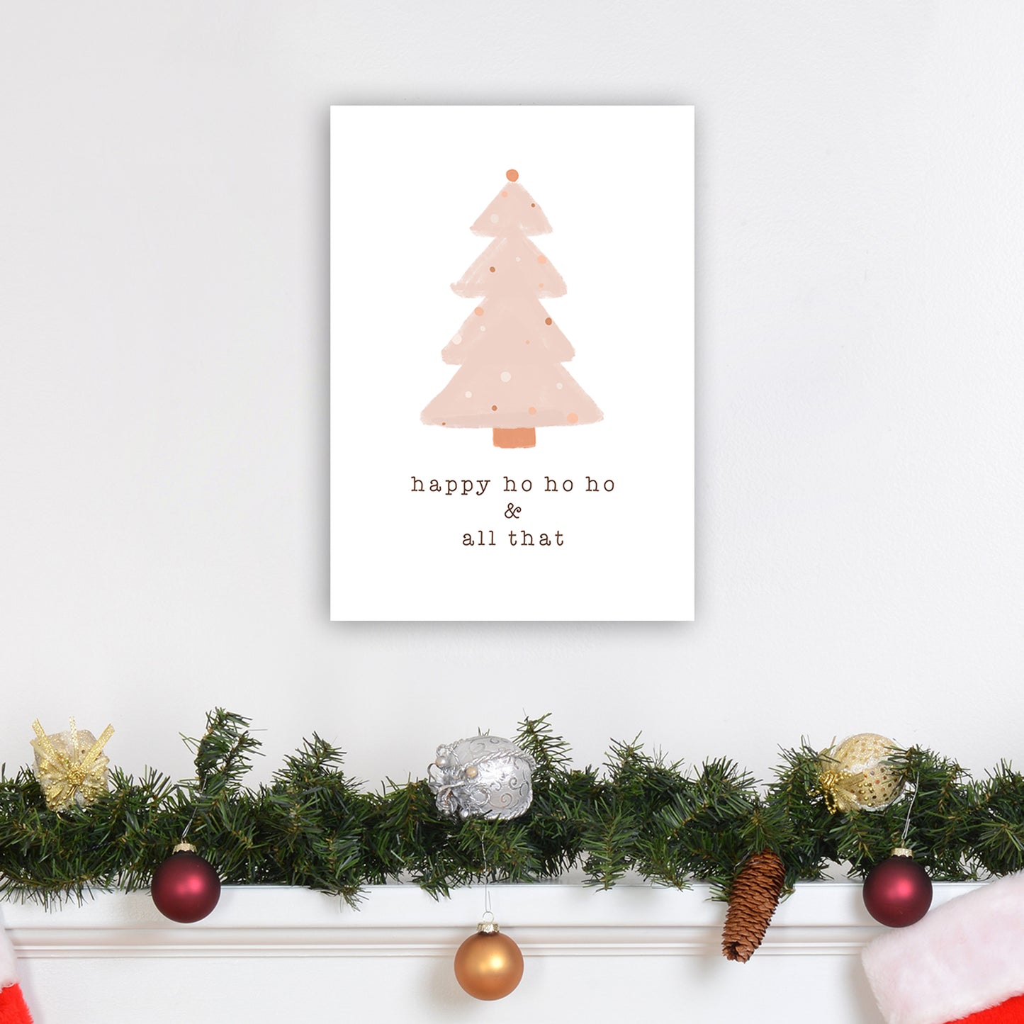 Happy Ho Ho Ho Christmas Art Print by Orara Studio A3 Black Frame