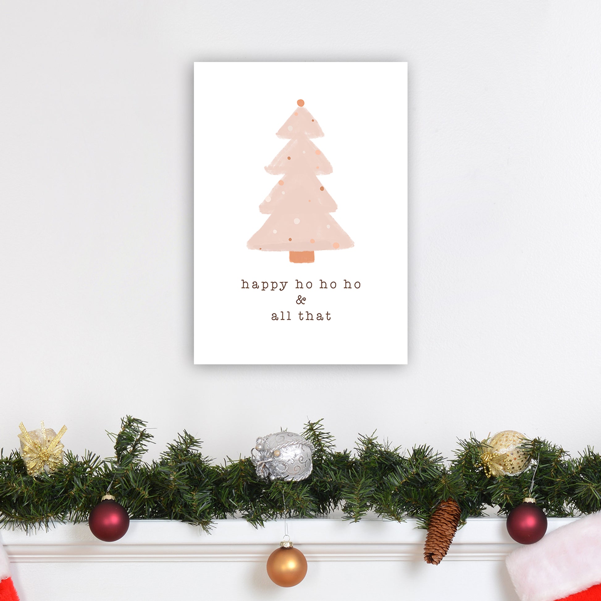 Happy Ho Ho Ho Christmas Art Print by Orara Studio A3 Black Frame
