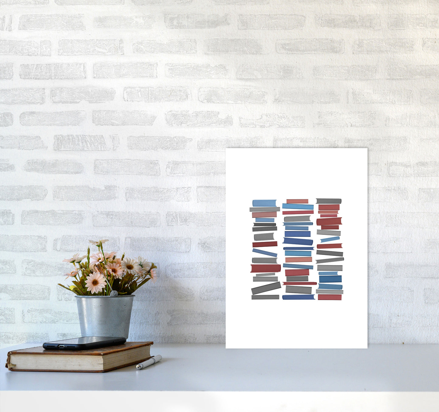 Books Colourful Abstract Art Print by Orara Studio A3 Black Frame