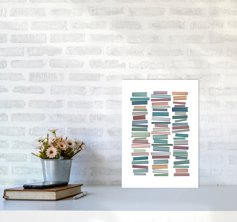 Books Pastel Abstract Art Print by Orara Studio A3 Black Frame