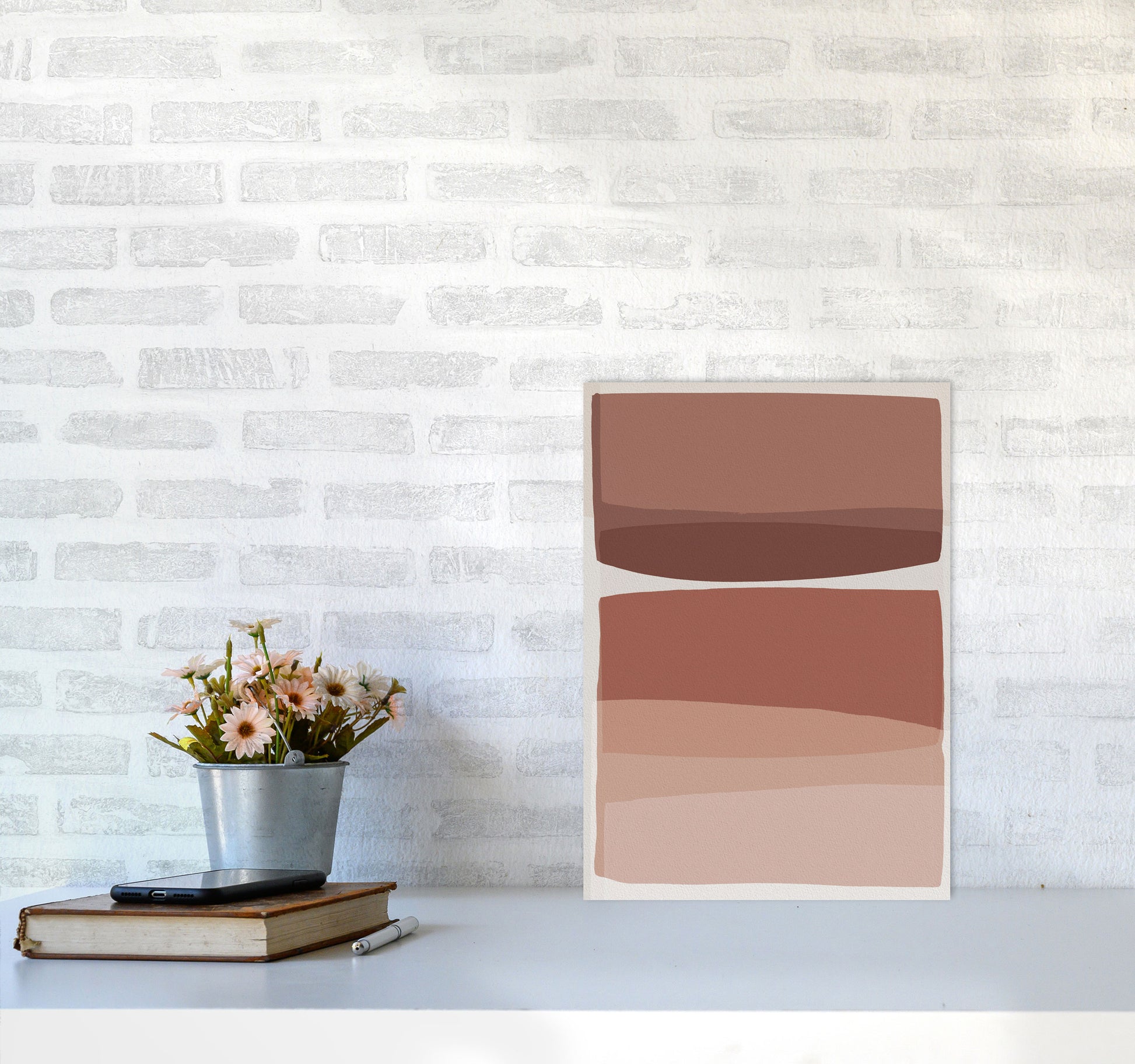Modern Blush Abstract Art Print by Orara Studio A3 Black Frame