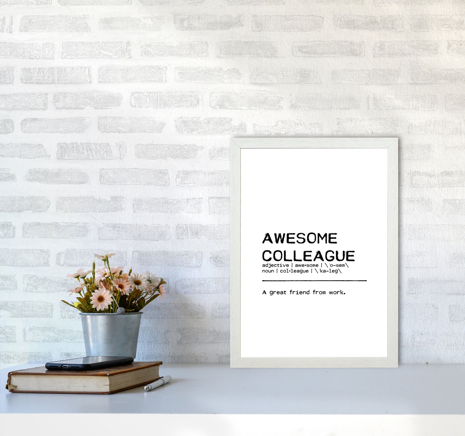 Awesome Colleague Friend Definition Quote Print By Orara Studio A3 Oak Frame