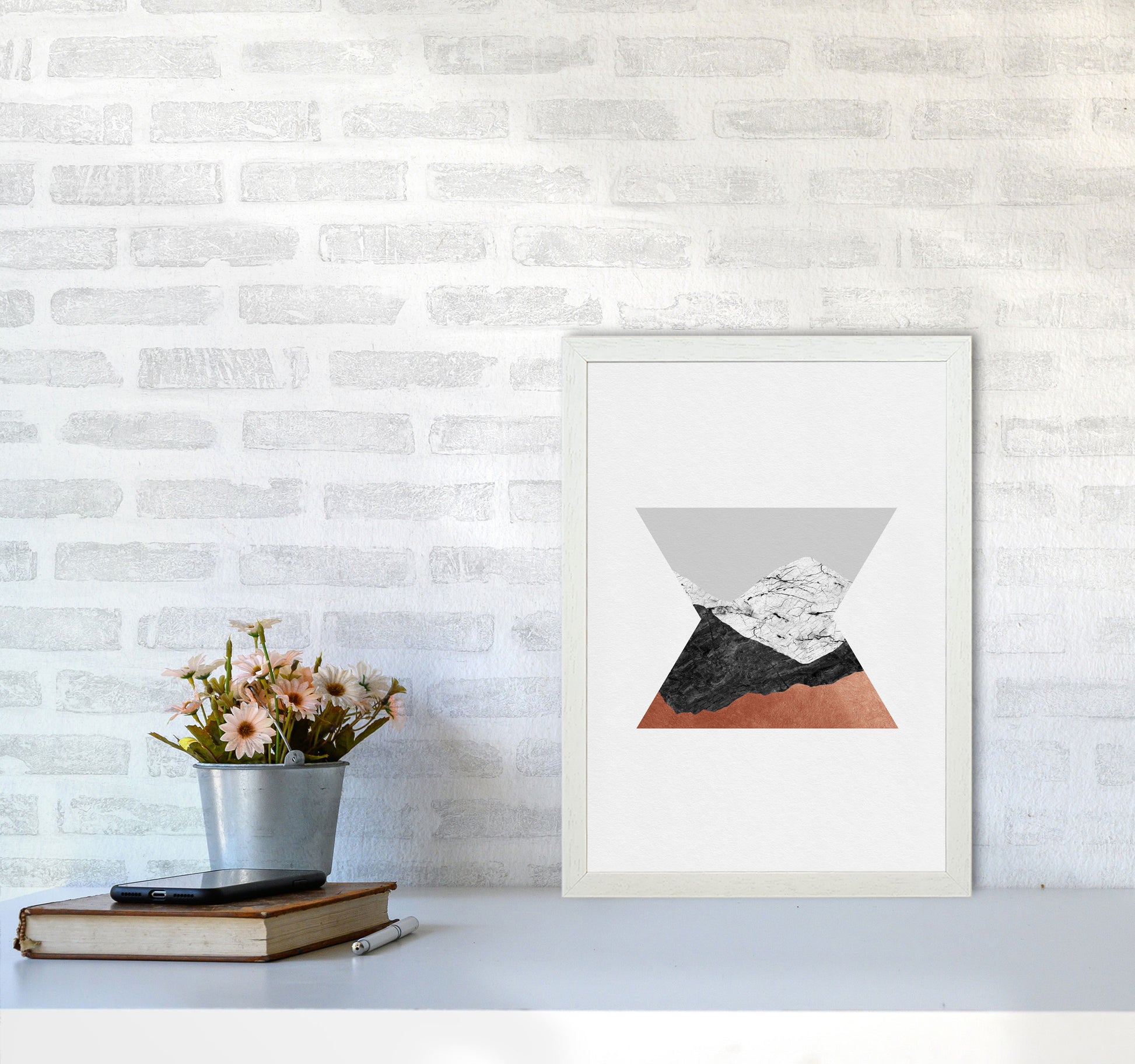 Copper Geometric IV Print By Orara Studio A3 Oak Frame