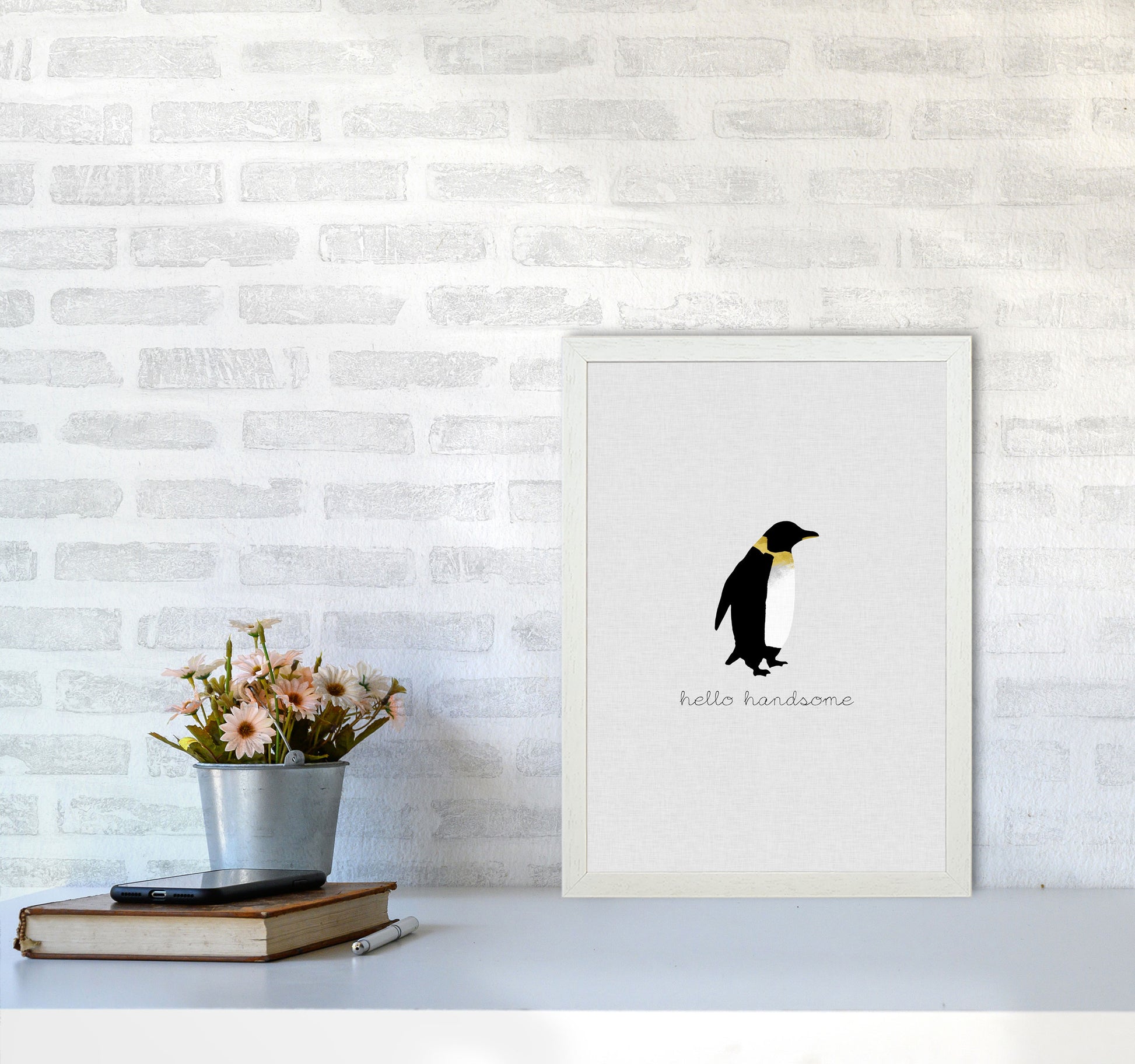 Hello Handsome Animal Quote Print By Orara Studio A3 Oak Frame