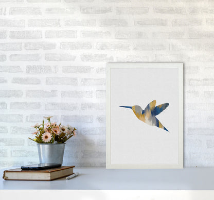 Hummingbird Blue & Yellow I Print By Orara Studio Animal Art Print A3 Oak Frame