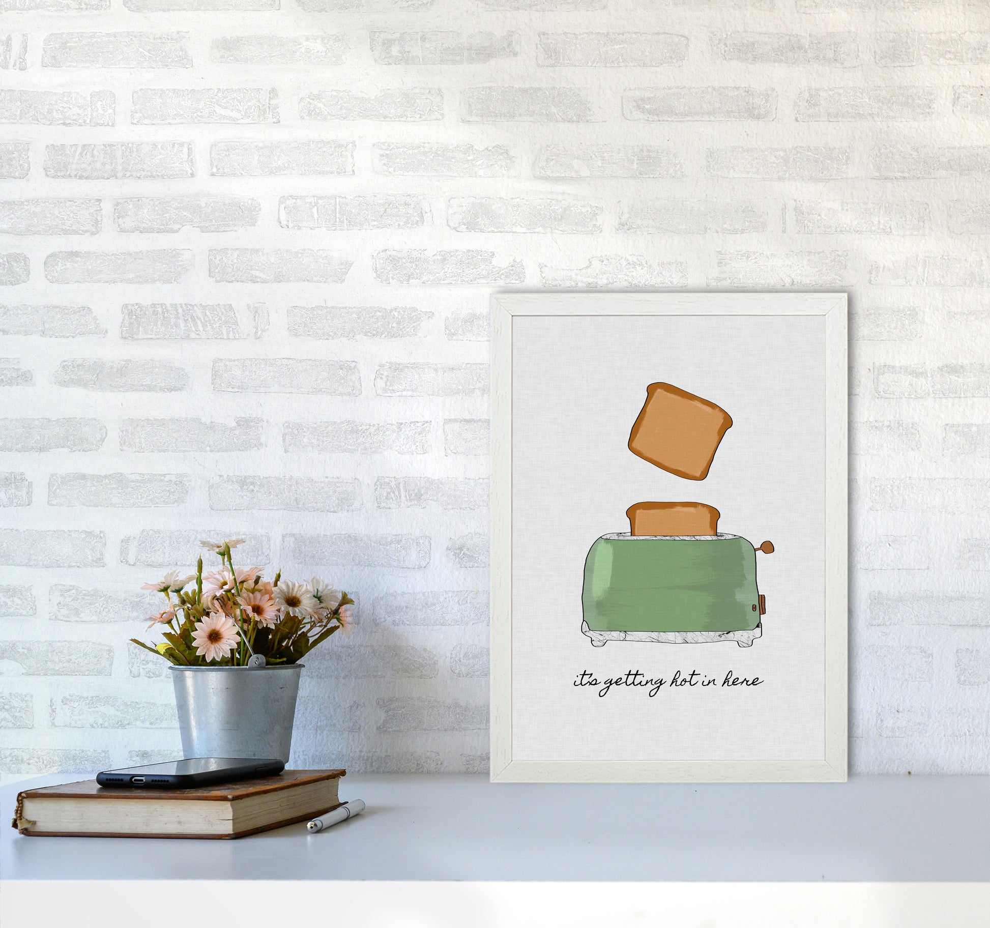It&#39;s Getting Hot In Here Print By Orara Studio, Framed Kitchen Wall Art A3 Oak Frame