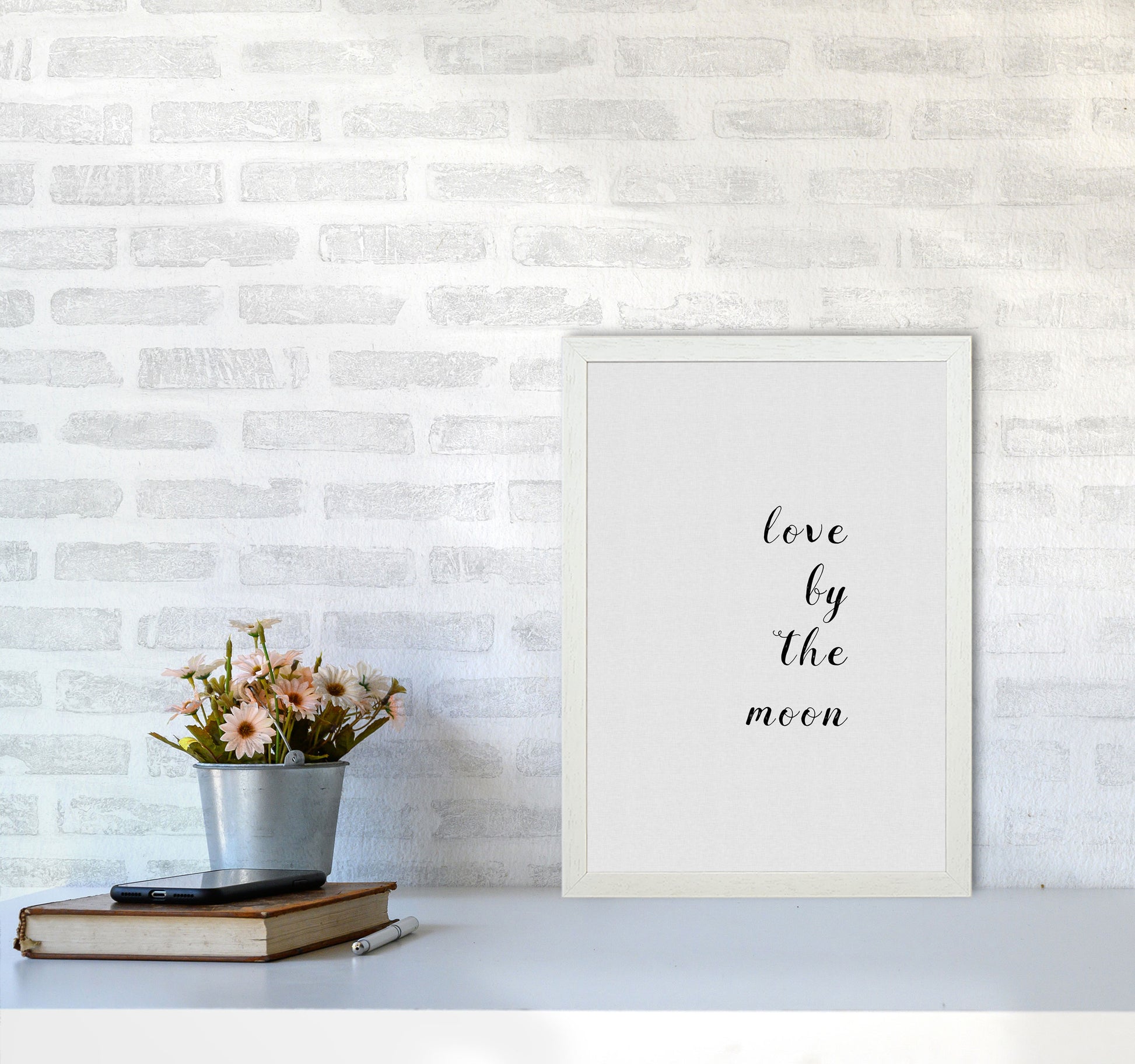 Love By The Moon Print By Orara Studio A3 Oak Frame