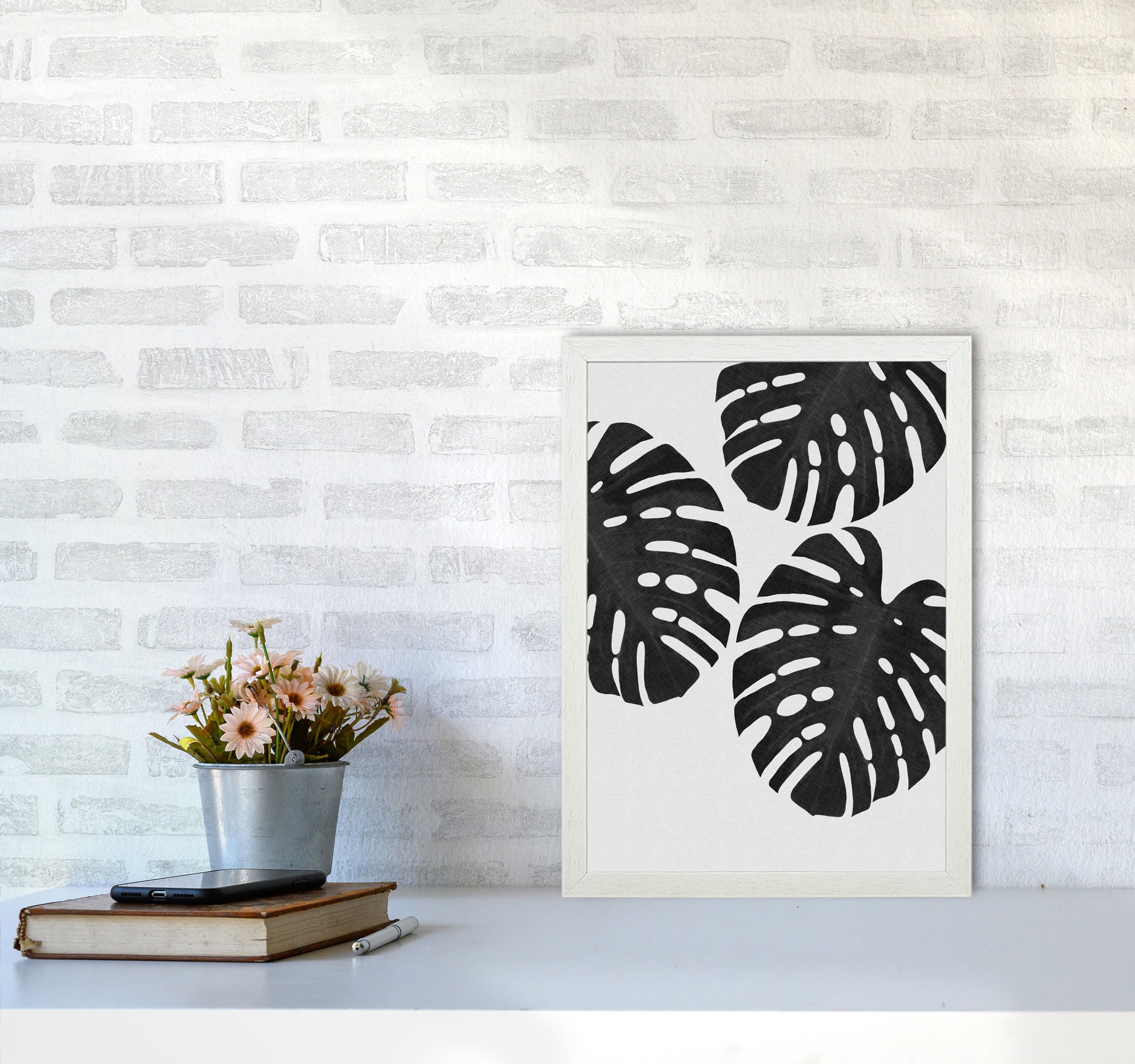 Monstera Black & White III Print By Orara Studio A3 Oak Frame