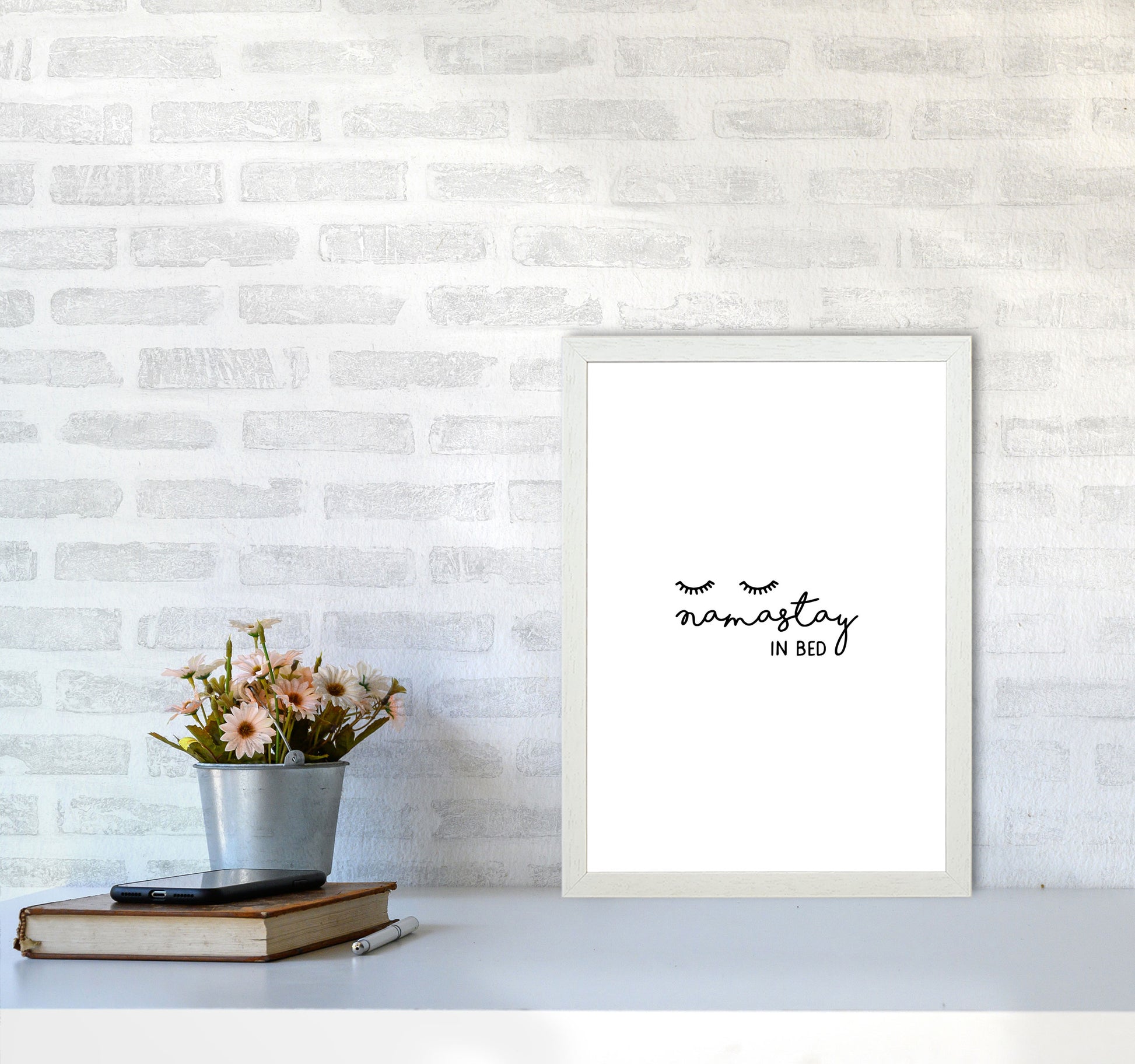 Namastay In Bed Bedroom Art Print By Orara Studio A3 Oak Frame