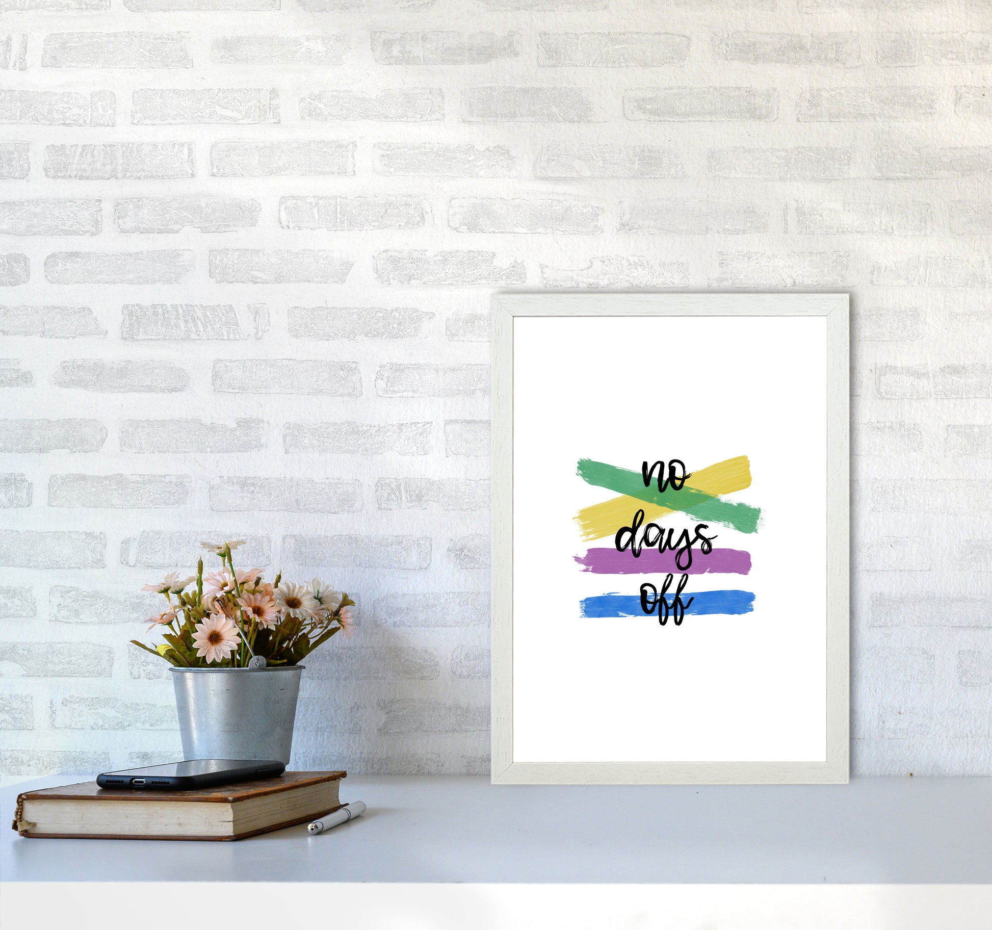 No Days Off Print By Orara Studio A3 Oak Frame