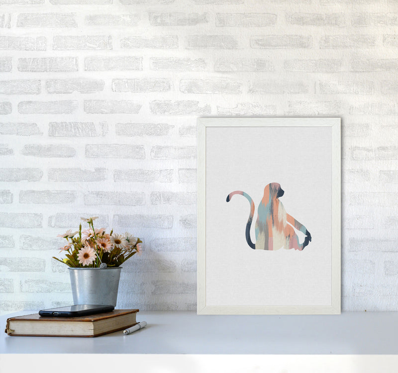 Pastel Monkey Print By Orara Studio Animal Art Print A3 Oak Frame