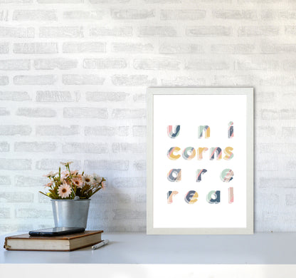 Unicorns Are Real Art Print By Orara Studio, Framed Childrens Wall Art Poster A3 Oak Frame