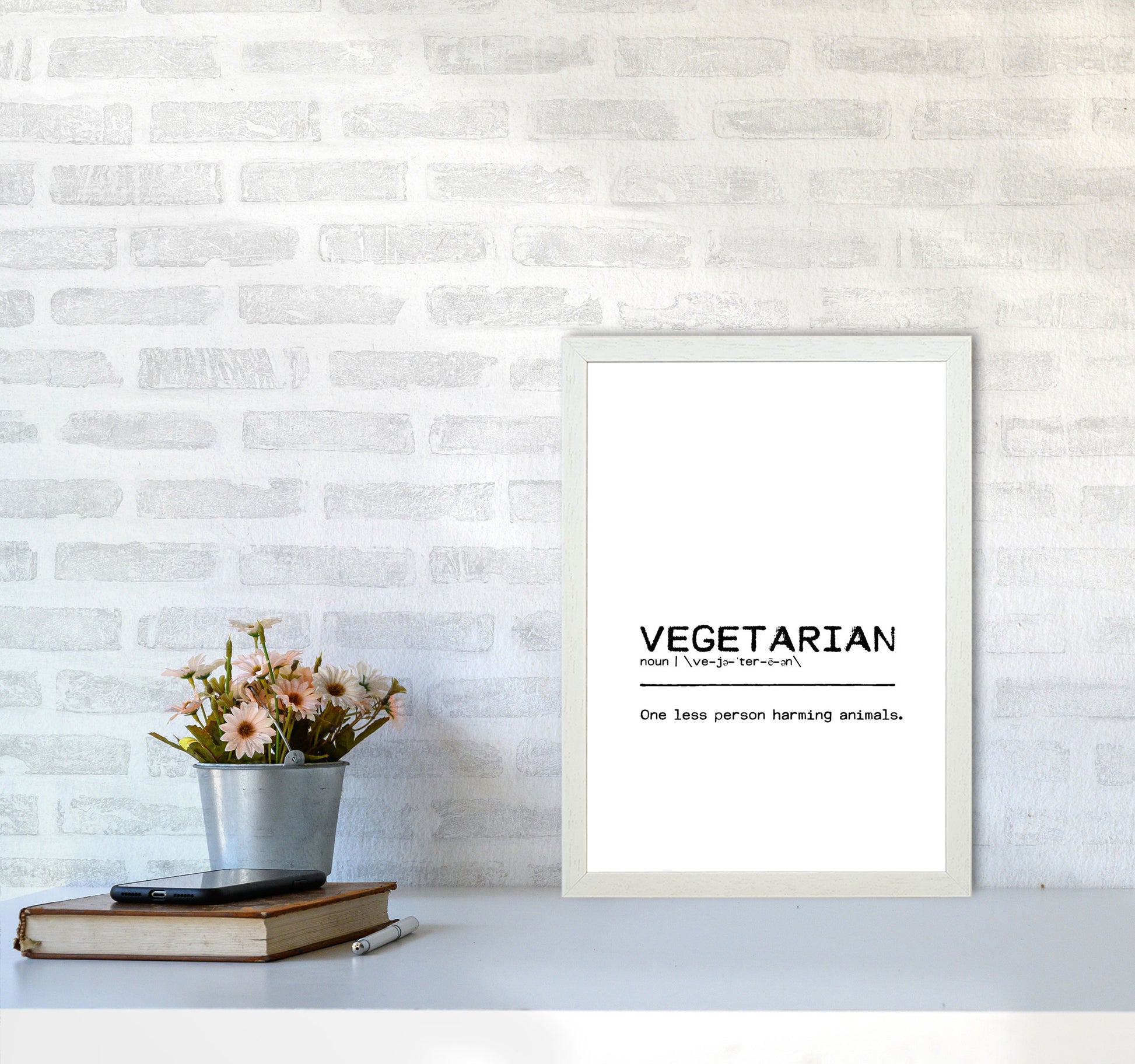 Vegetarian Person Definition Quote Print By Orara Studio A3 Oak Frame