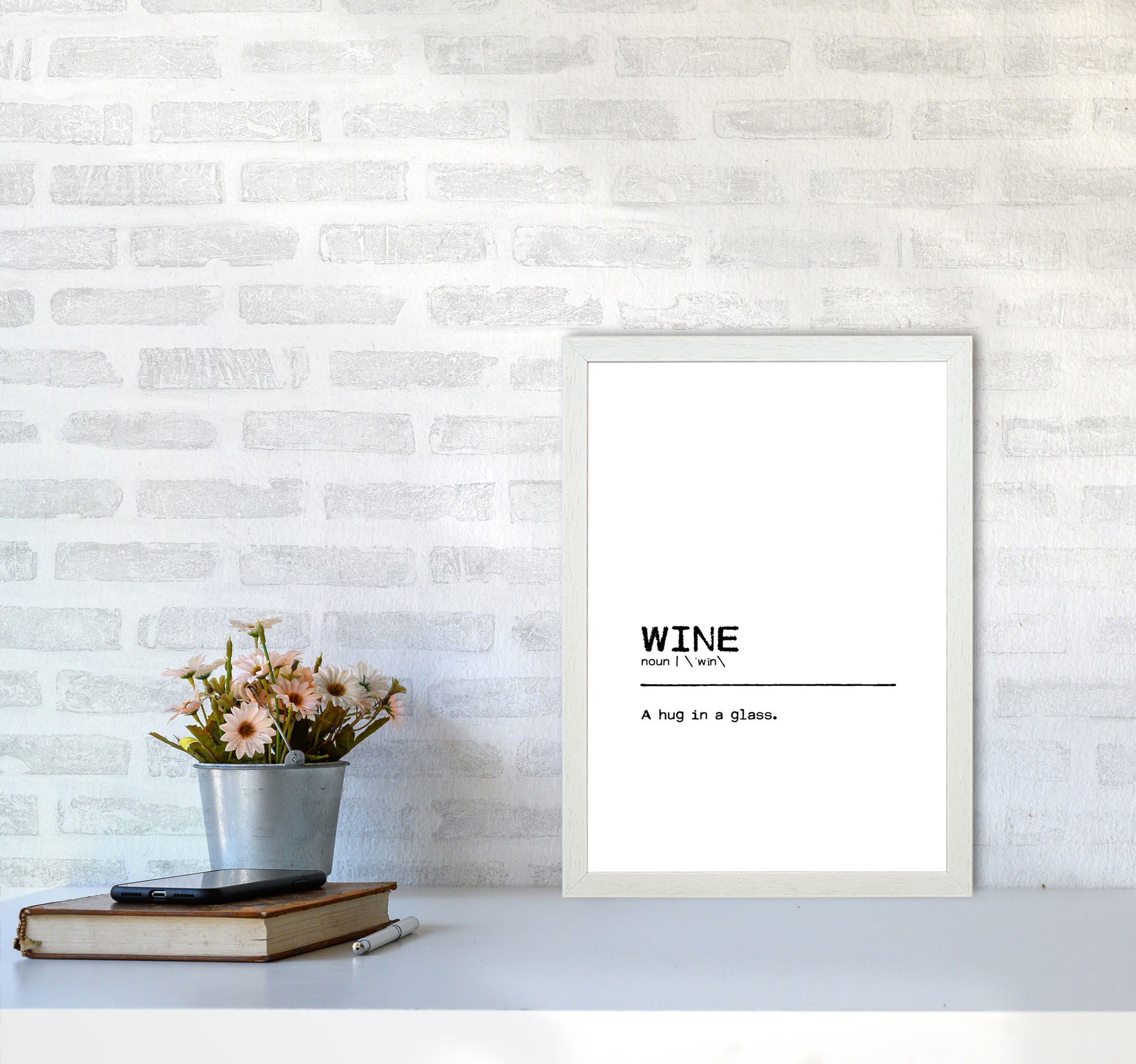 Wine Hug Definition Quote Print By Orara Studio A3 Oak Frame