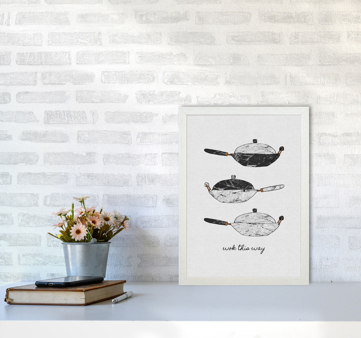 Wok This Way Print By Orara Studio, Framed Kitchen Wall Art A3 Oak Frame