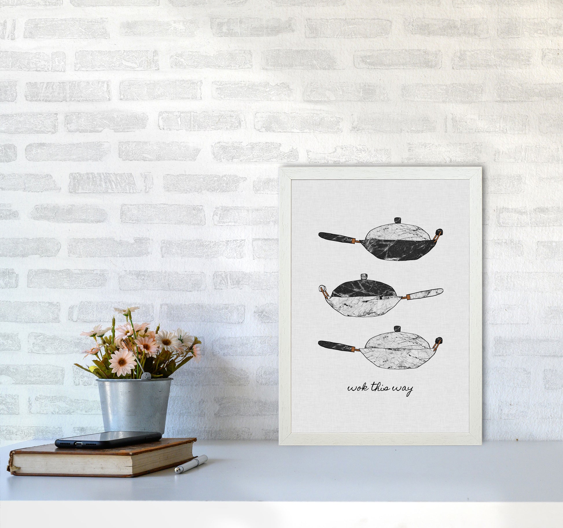 Wok This Way Print By Orara Studio, Framed Kitchen Wall Art A3 Oak Frame