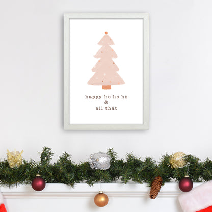 Happy Ho Ho Ho Christmas Art Print by Orara Studio A3 Oak Frame