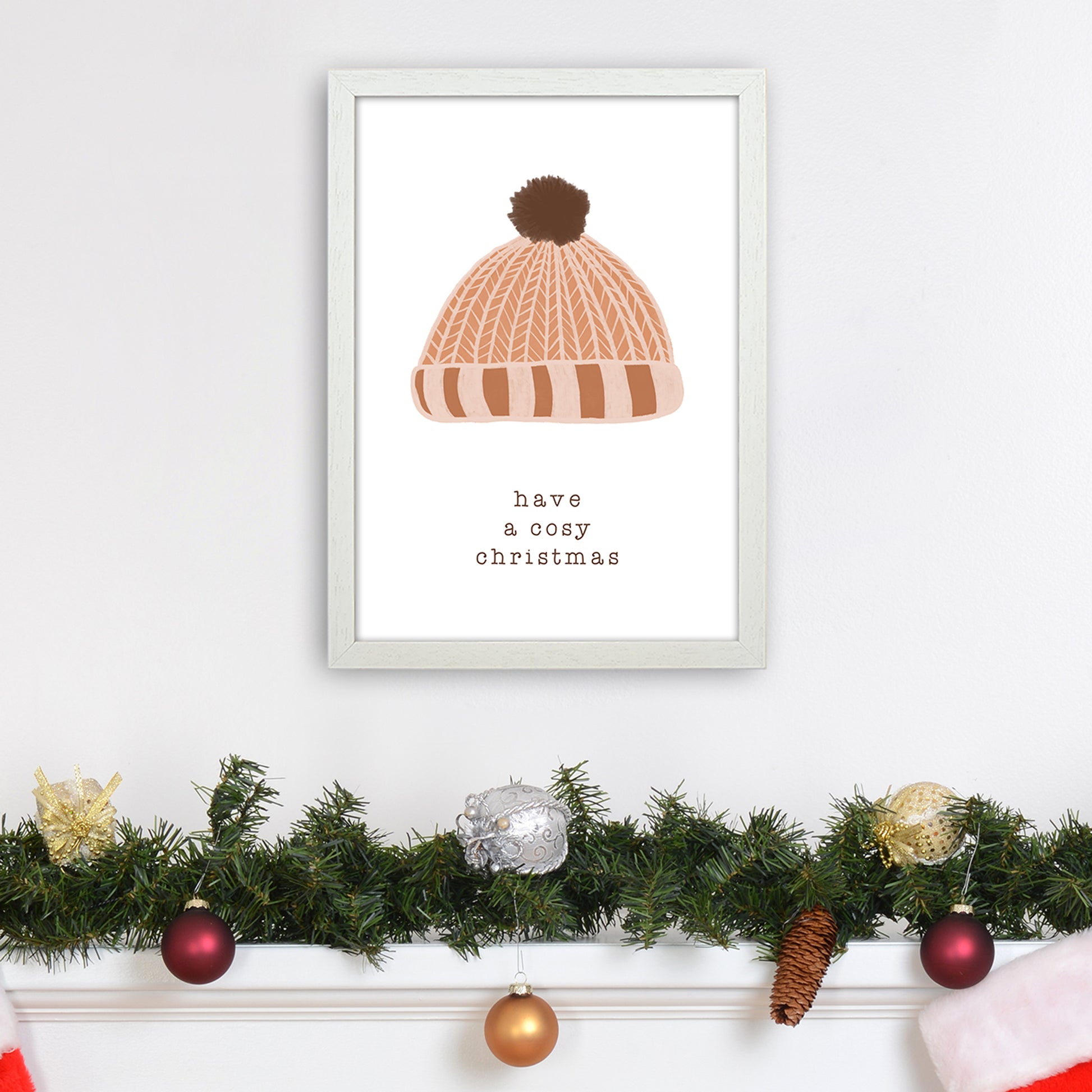 Have A Cosy Christmas Christmas Art Print by Orara Studio A3 Oak Frame