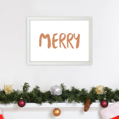 Merry Christmas Art Print by Orara Studio A3 Oak Frame
