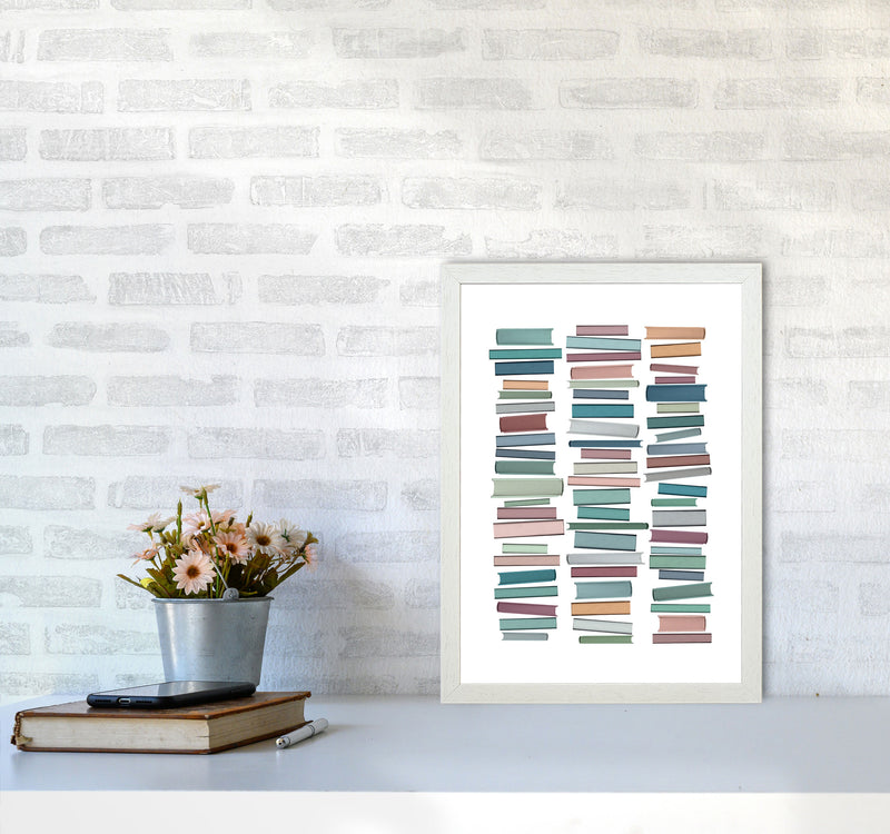 Books Pastel Abstract Art Print by Orara Studio A3 Oak Frame