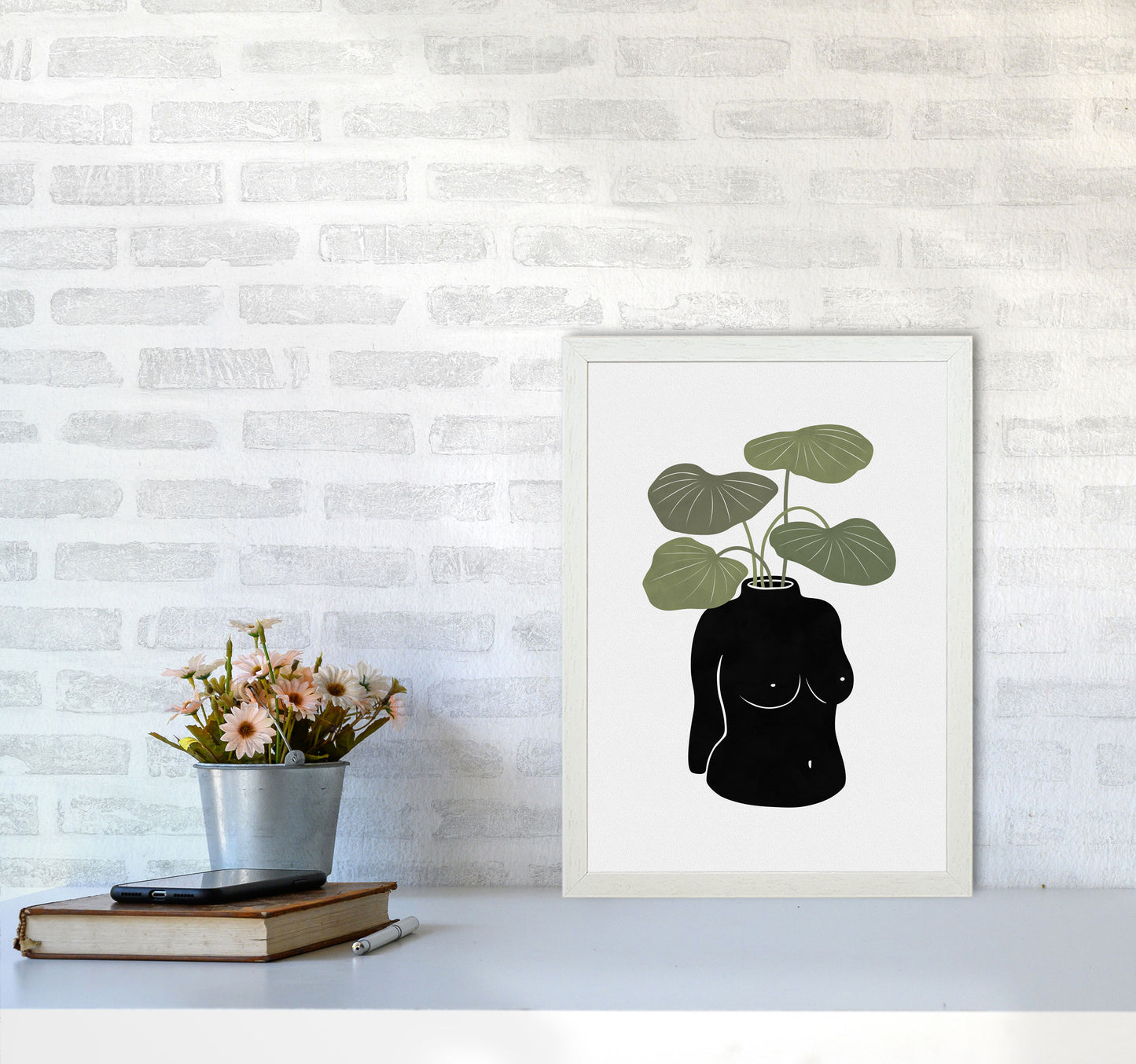 Boob-tanical Vase Art Print by Orara Studios A3 Oak Frame