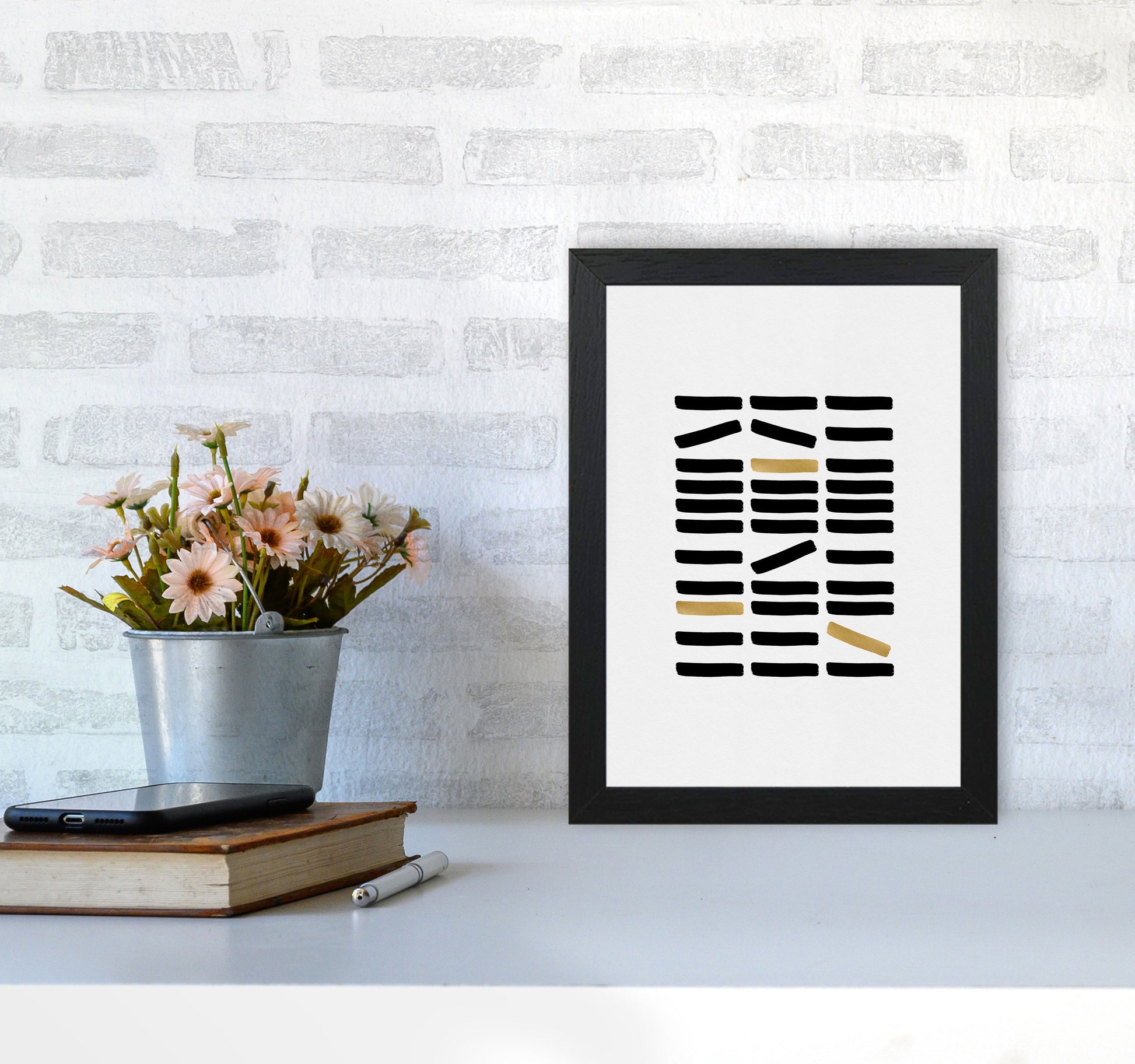 Black And Gold Abstract Print By Orara Studio A4 White Frame