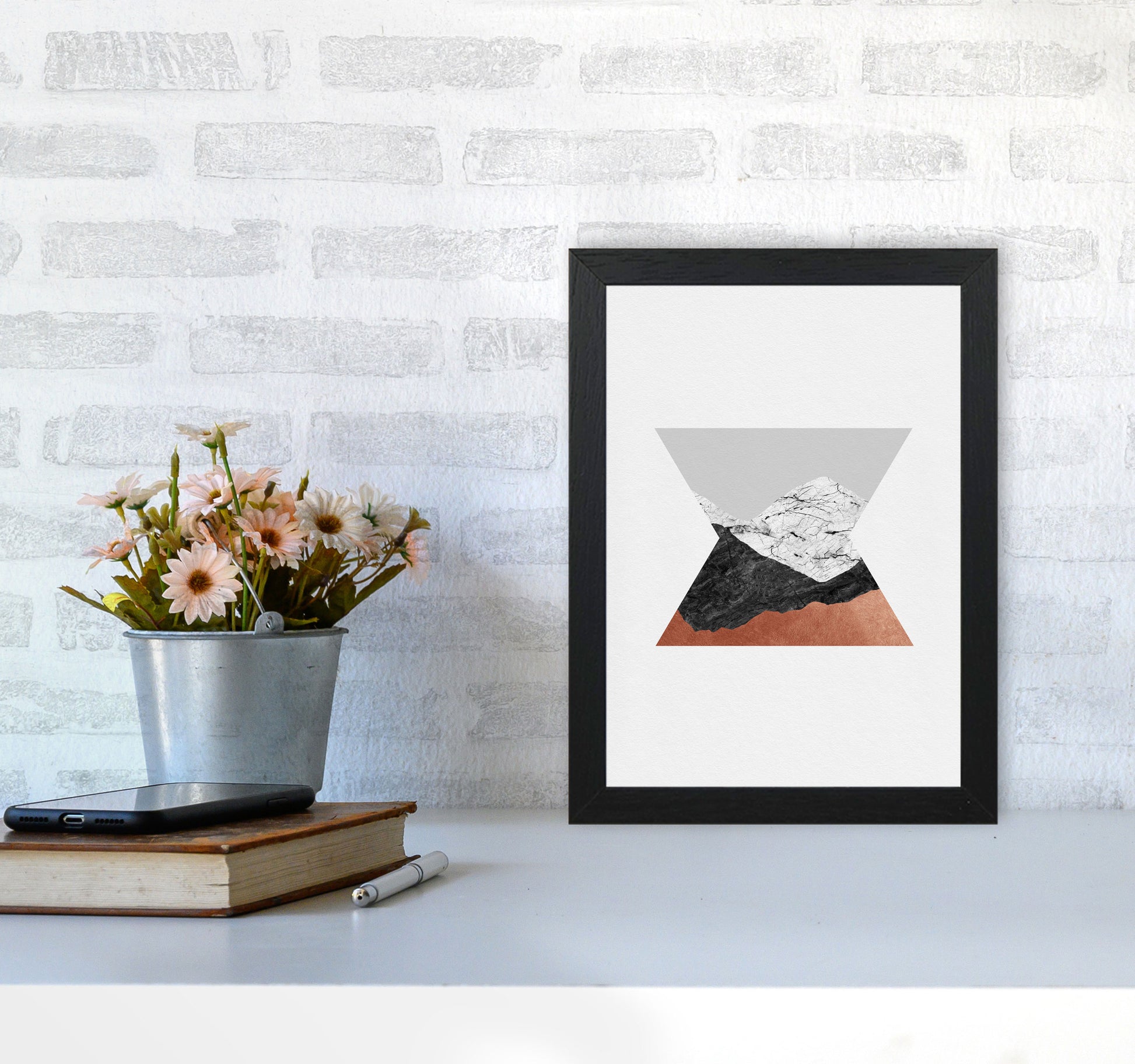 Copper Geometric IV Print By Orara Studio A4 White Frame