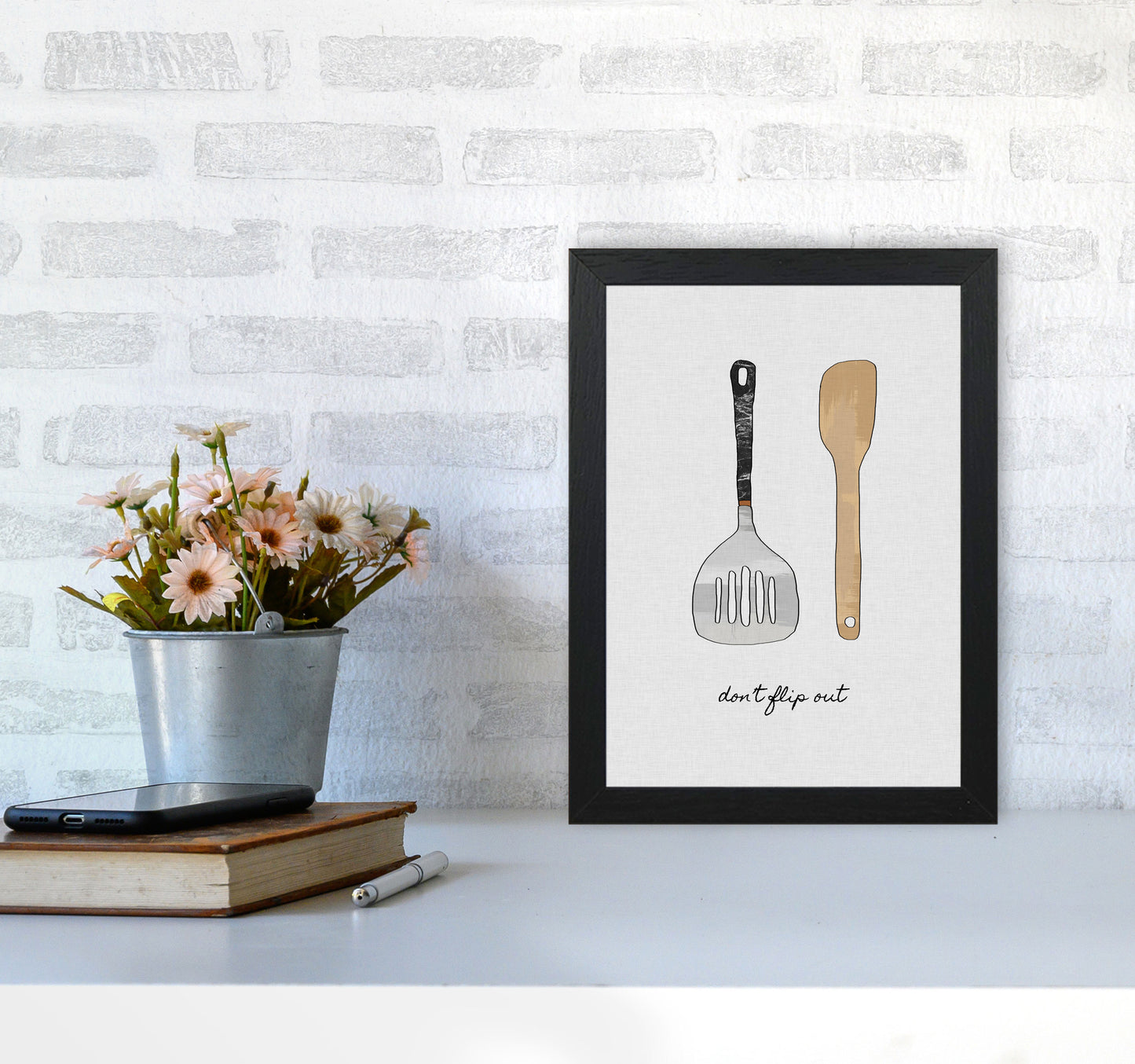 Don&#39;t Flip Out Print By Orara Studio, Framed Kitchen Wall Art A4 White Frame